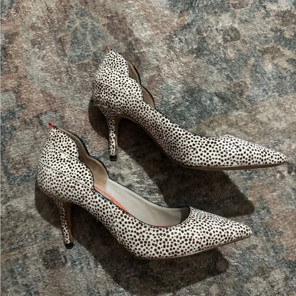 Boden Cream and Brown Leopard Print Spotted Heels - “Pony Hair Leather” - Picture 3 of 5